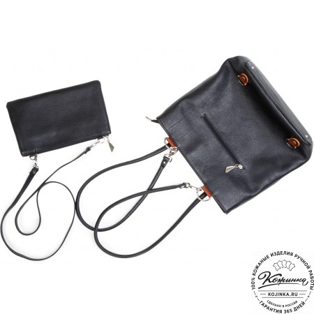 Женская кожаная сумка-трансформер "Валентино" (черная)